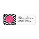 Search for pink zebra return address labels Girly