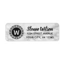 Search for circle monogram return address labels Black and white