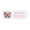 Search for rainbow butterfly return address labels Watercolor