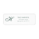 Search for green monogram return address labels Calligraphy