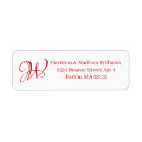 Search for red monogram return address labels Minimalist