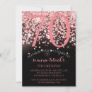 Search for rose gold 70th birthday invitations Black