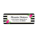 Search for black and white flowers return address labels Watercolor