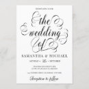Search for script font wedding invitations Black and white