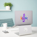 Search for colourful music notes stickers Treble clef