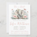 Search for pink grey elephant baby shower invitations Floral