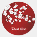 Search for red cherry blossoms stickers White