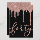 Search for black rose gold 40th birthday invitations Trendy