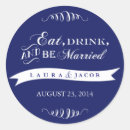 Search for eat drink and be married wedding stickers Damask