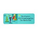 Search for 1960s return address labels Christmas tree