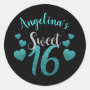 Search for teal blue sweet sixteen stickers For her