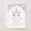 Search for unicorn thank you cards Gold glitter