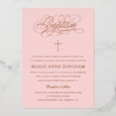 Search for gold foil christening invitations Blush pink