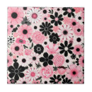 Search for black flower pattern tiles Vintage