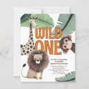 Search for monkey 1st birthday invitations Cute safari animals