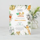 Search for jungle animals 1st birthday invitations Kids