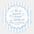 Search for blue seashell stickers Blue white stripes