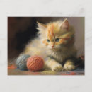 Search for kitten with yarn postcards Pet