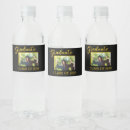 Search for graduation water bottle labels Black and gold