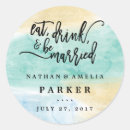 Search for eat drink and be married wedding stickers Watercolor
