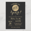 Search for cheers to 100 years invitations Black and gold