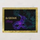 Search for blue and black masquerade party invitations Gold