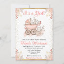Search for pram baby girl shower invitations Gold