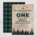 Search for plaid 1st birthday invitations Green