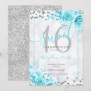 Search for teal and silver sweet 16 invitations 16th birthday party