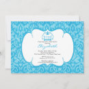 Search for damask baby boy shower invitations White