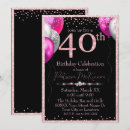 Search for pink and black 40th birthday invitations Fabulous