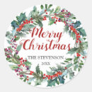 Search for evergreen wreath stickers Merry christmas