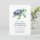 Search for under the sea 1st birthday invitations Turtle