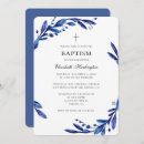 Search for navy blue christening invitations Botanical