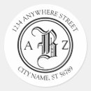 Search for round sticker return address labels Monogrammed
