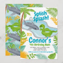 Search for dinosaur pool party invitations Splish splash