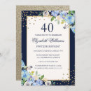 Search for blue and gold 40th birthday invitations Floral