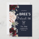 Search for navy blue floral sweet 16 invitations Modern
