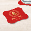 Recherche de double bonheur dessous de verres Rouge et or