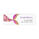 Search for mermaid party return address labels Pink