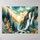 Search for watercolor waterfall art Mountains