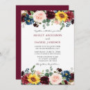 Search for sunflower and red rose wedding invitations Watercolor burgundy floral