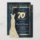 Search for blue and gold 70th birthday invitations Glitter