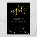 Search for womans 80th birthday invitations Glitter