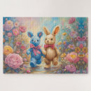 Recherche de lapin rose puzzles Fleurs