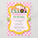 Search for tractor party invitations Pink