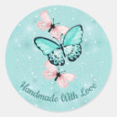 Search for love butterflies stickers Handmade with love
