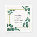 Search for eucalyptus wedding napkins Bride and groom names