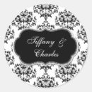 Search for black and white damask wedding stickers Chic