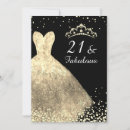 Search for girls 21st birthday invitations Gold